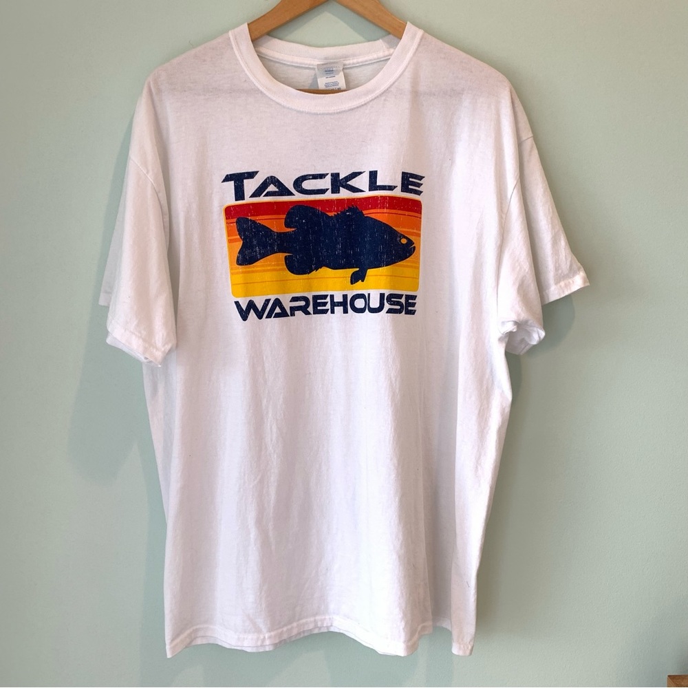 🏷️Men’s Tackle Warehouse Port & Company White Fish T-shirt Tee XL